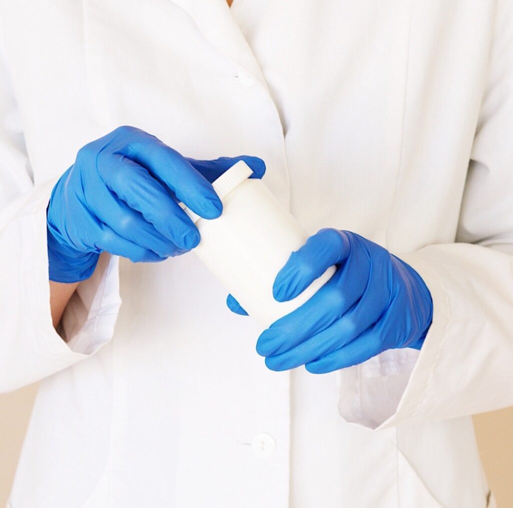 Scientist analyzing a dog probiotic sample in the laboratory