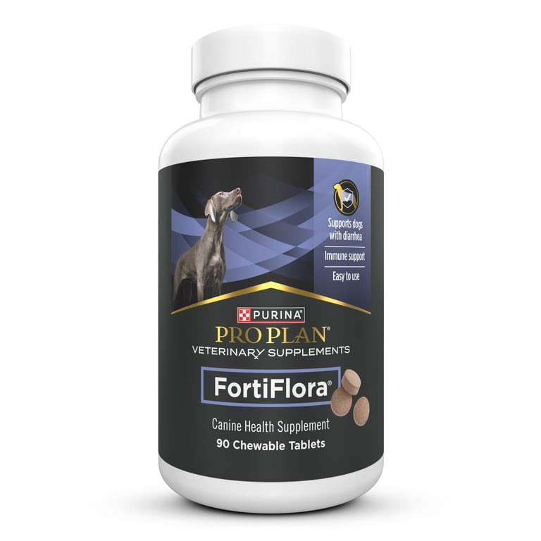 Dog probiotic supplement bottle reviewed for label accuracy